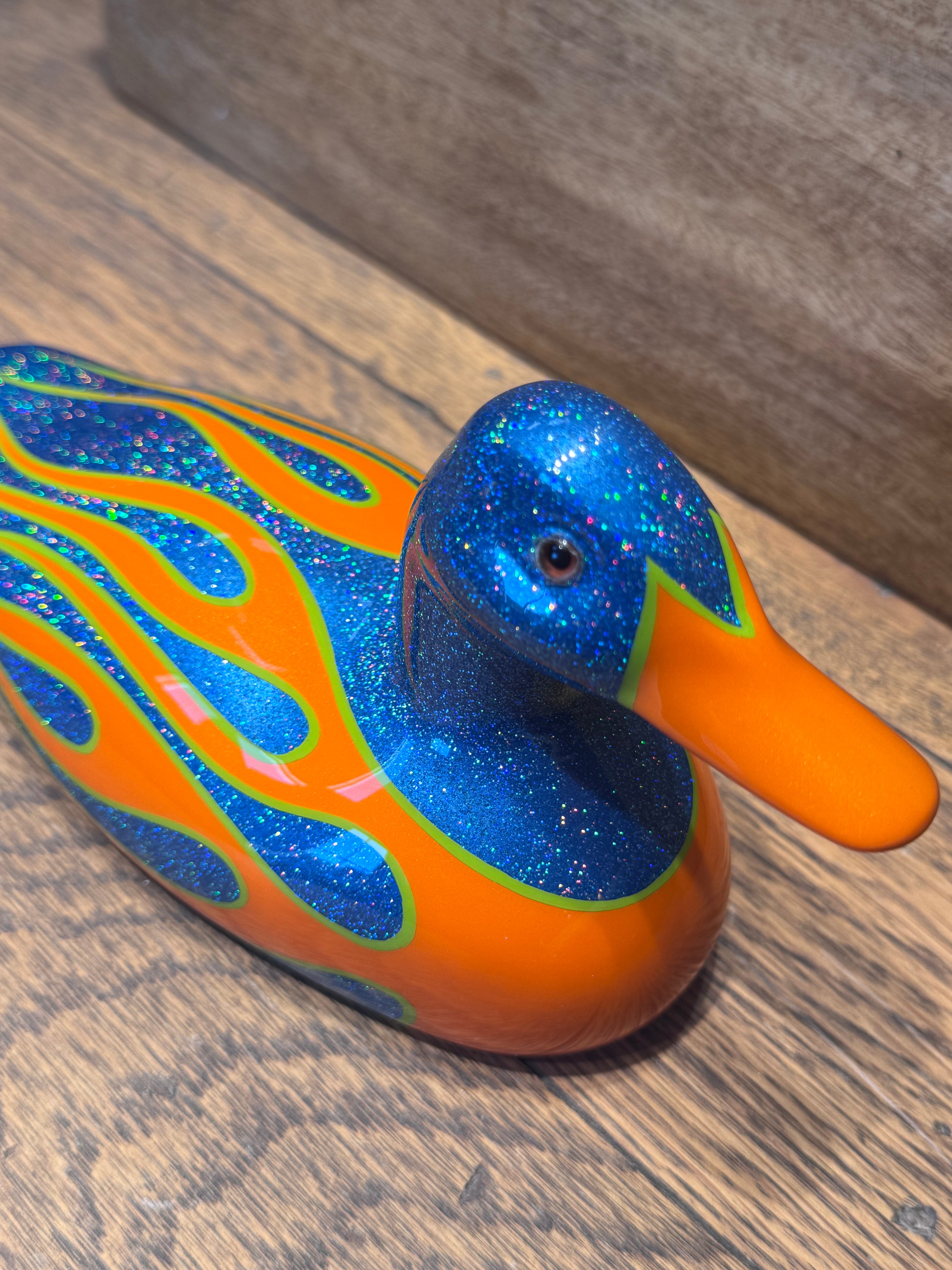 Hand-Painted Custom Flame Decoy Duck