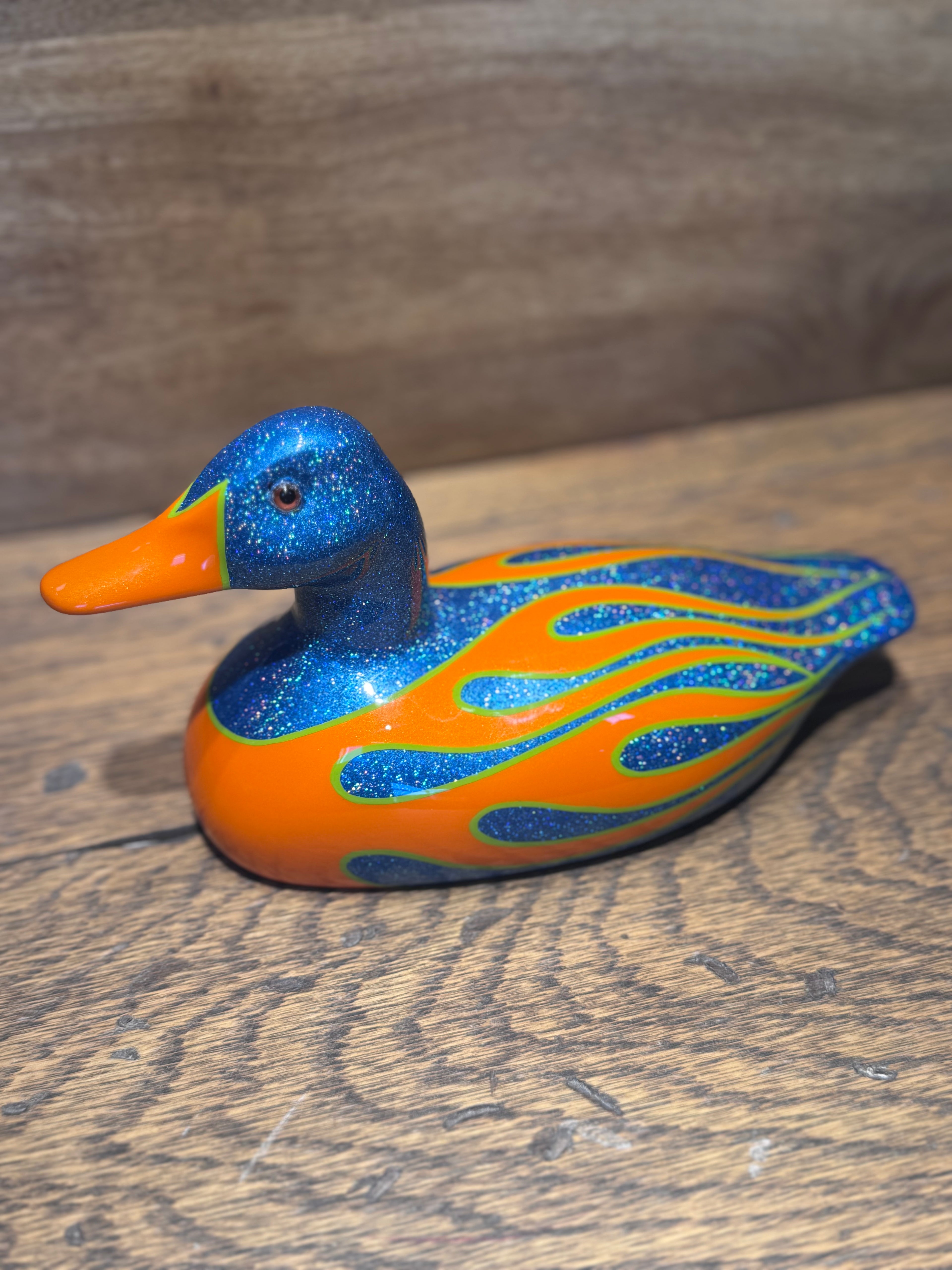 Hand-Painted Custom Flame Decoy Duck