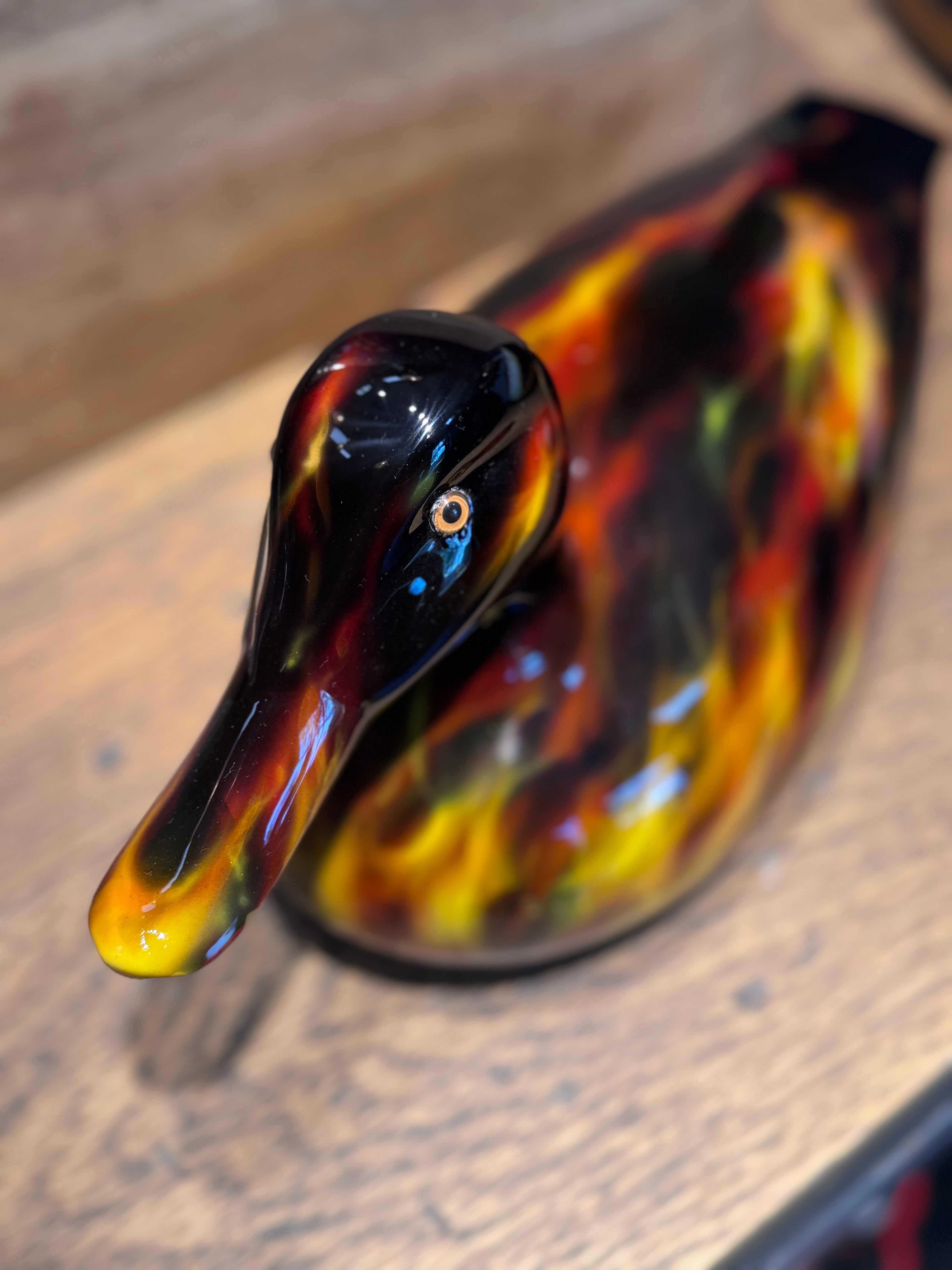 Hand-Painted “Inferno” Flame Decoy Duck
